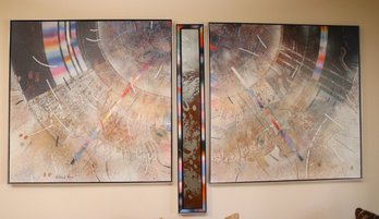 Richard Vaux Elevated Lightscape 3 Piece Triptych Painting Polymer / Steel