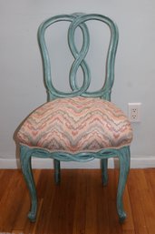 Vintage Custom Upholstery Accent Chair With A Small Matching Bolster Pillow