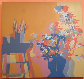 Very Large Still Life With Geraniums Canvas Wall Art By Dee Shapiro