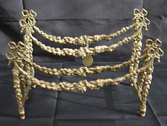 Twos Company French Style Collapsible Brass Letter/ Magazine Stand With Floral And Ribbon Accents