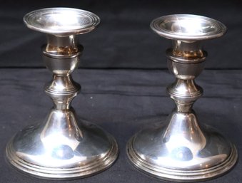 Pair Of Empire Sterling Weighted Candlesticks 4.5' Tall