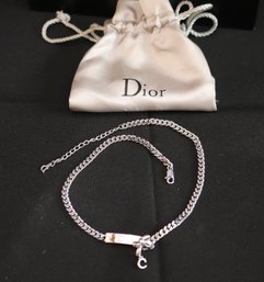 Christian Dior Designer Silver Toned Chain Link Necklace