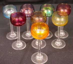 Set Of 8 Multi Color Cordial Glasses