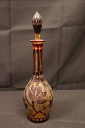 Vintage Etched Glass Decanter Bottle