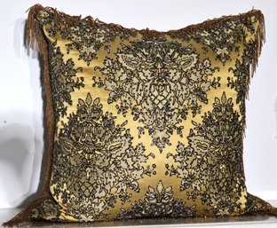 Morrison & Company Hand Crafted Luxury Silk Fabric  Pillow Embellished With Elaborate Beadwork And Fringe