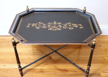 Vintage Italian Folding Tole Tea Tray Top Coffee Table