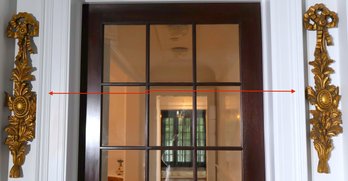 Vintage Rococo Style Giltwood Wall Carvings With Ribbons And Leaf Designs