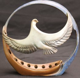 1983 Daner Bronze Dove Of Peace Menorah Statue