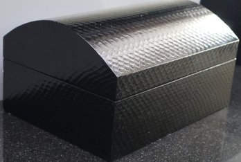 Large Black Snake Leather Look Finish Hinged Decorative Box
