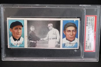 1912 T202 Hassan Triple Folder Baseball Card Just Before The Battle Featuring John Meyers And George Wilts