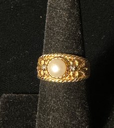 14K YG Fancy Pearl Ring - Size 7
