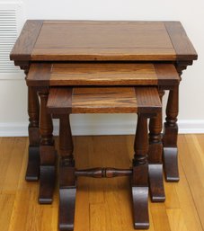 Set Of 3 Vintage Arts And Crafts Style Stackable Side Tables