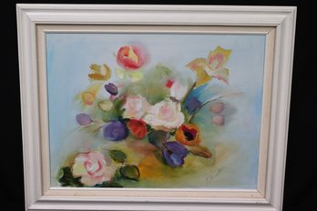 Floral Canvas Painting Signed By The Artist Sandra Chandler