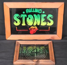 2 Vintage Rock N Roll Wall Signs In Wooden Frames