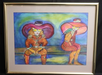 Unique Cowgirls Water Color Painting By Sandra Chandler
