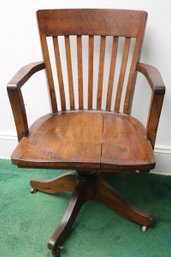 Vintage Swivel Wood Office Desk Armchair