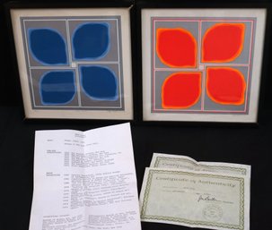 Authentic Limited Edition Red Beat And Blue Beat Serigraphs By Artist Nobu Fukui