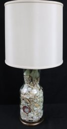 Large Glass Base Table Lamp Featuring Various Seashells
