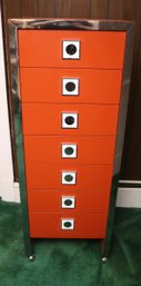 Modern Design Orange Chest Of Drawers With Unique Drawer Handles