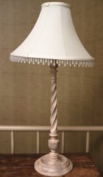 Vintage-Style Traditional Table Lamp Featuring Distressed Barley Twist Stem