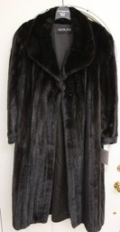 High Quality Vintage Adolfo Dark Brown Full Length Mink Fur Coat