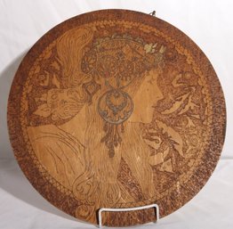 Ornate Vintage Pyrographic Art Portrait