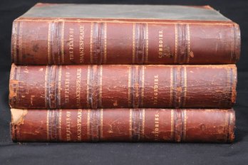 Collection Of 3 Antique Leather-Bound The Plays Of Shakespeare Books