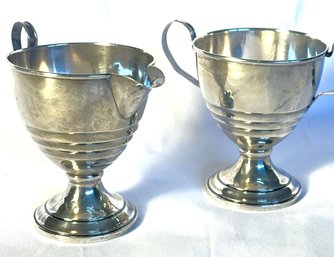 STERLING SILVER HANDLED SUGAR AND CREAMEER SET - WEIGHTED