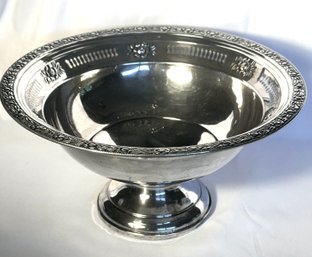 STERLING SILVER LARGE PIERCED FLORAL DESIGNED FRUIT BASKET - WEIGHTED - COLUMBIA STERLING