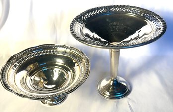 STERLING SILVER PAIR OF FANCY PIERCED CANDY DISHES