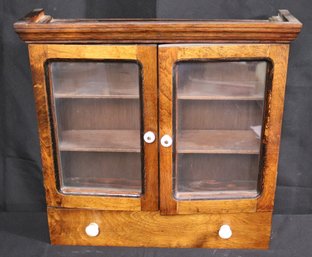 Vintage Wall Mounted Wooden Storage Cabinet With Faux Drawer