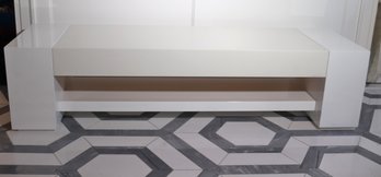 Contemporary Lacquered Two-tone Hallway Bench With A Leather Like Finish In The Stye Of Piet Boone