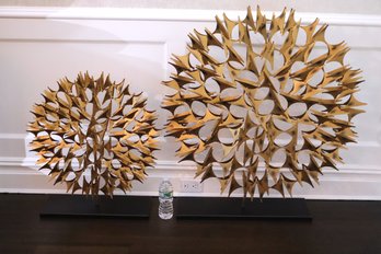 Large Modern 2-piece Cosmos Gold Toned Metal Art Sculptures From Global Views Design