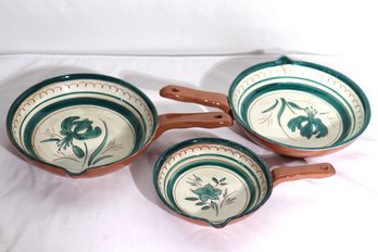 Set Of 3 Vintage Stangl Garden Flower Single Spout Skillets
