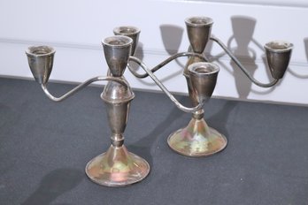 Vintage Duchin Creation Sterling Weighted 3 Light Candelabras