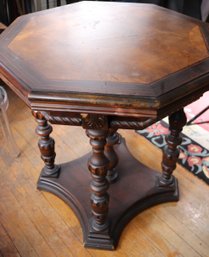 1930 Johnson Handley Century Antique Burlwood Walnut Octagonal Center Table