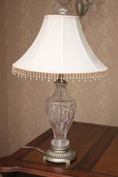 Traditional Cut Glass Table Lamp Featuring An Urn-Shaped Faceted Glass Base