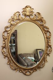 Fine Harrison Gil Ornate Gilded Oval Wall Mirror With COA Measuring Approx. 32 X 42 Inches