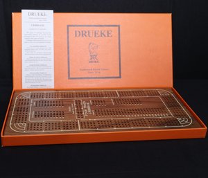 Drueke Four Track Cribbage Board With Pegs And Instructions