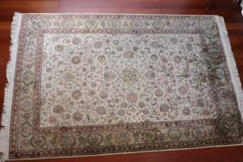 Fine Quality Hand Woven Silk Rug Measures Approximately 4 Feet X 6 Feet