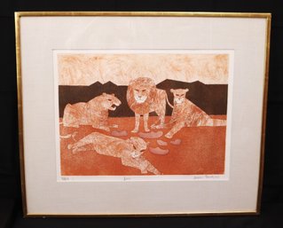 Julian Trevelyan Lions Signed Color Seriagraph