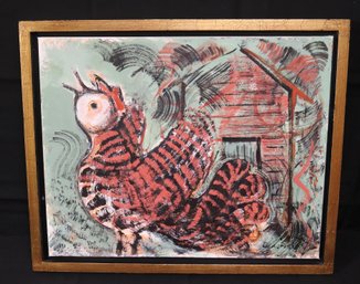 Framed Red Capped Banty Acrylic On Canvas Picture By Neil Driscoll