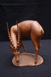 Fine Hand Carved Wood Gazelle Sculpture