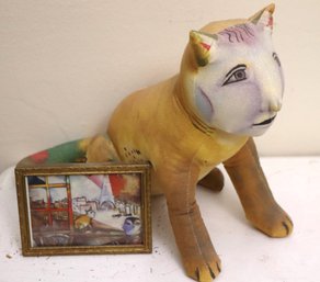 The Toy Works Guggenheim Museum Stuffed Chagall Cat And Miniature Framed Print