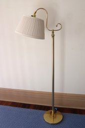 Vintage Style Floor Lamp With Gooseneck Arm & Pleated Fabric Shade
