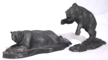 The Polar Bear And The Grizzly Bear Fine Pewter Figurines By The Franklin Mint 1975