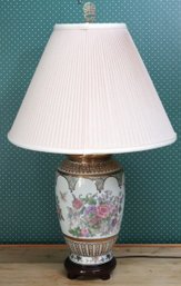 Rare, Early 20th Cent. Chinese Porcelain Table Lamp With Floral And Bird Motif