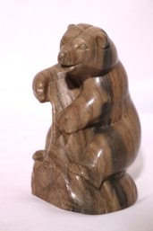 Fine Polished Carved Marble Bear Sculpture