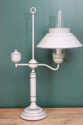 Vintage White Toleware Student Desk Lamp.