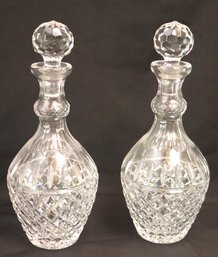 Pair Of Quality Cut Crystal/ Glass Decanters With Stoppers